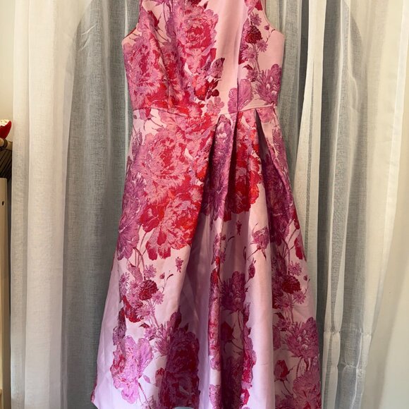 White House Black Market Sleeveless Floral Jacquard Fit and Flare Dress Size 2 - Picture 2 of 5